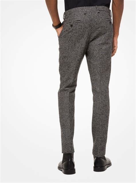 michael kors tan houndstooth suit pants|Michael Kors blend trousers.